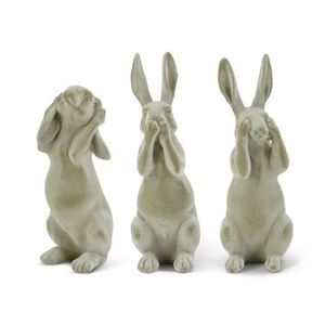 Assorted Green Velvet Resin Hear No See No Speak No Evil Bunnies